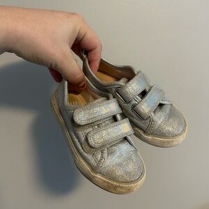 H&M toddler 7.5 glitter Sparkly Silver Velcro closure sneakers Shoes